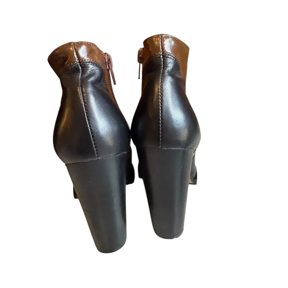 Aldo Faelora Pillow Walk Platform Heeled Ankle Boots Black Brown 6.5
